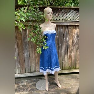 Vintage Handmade Strapless Denim Dress
